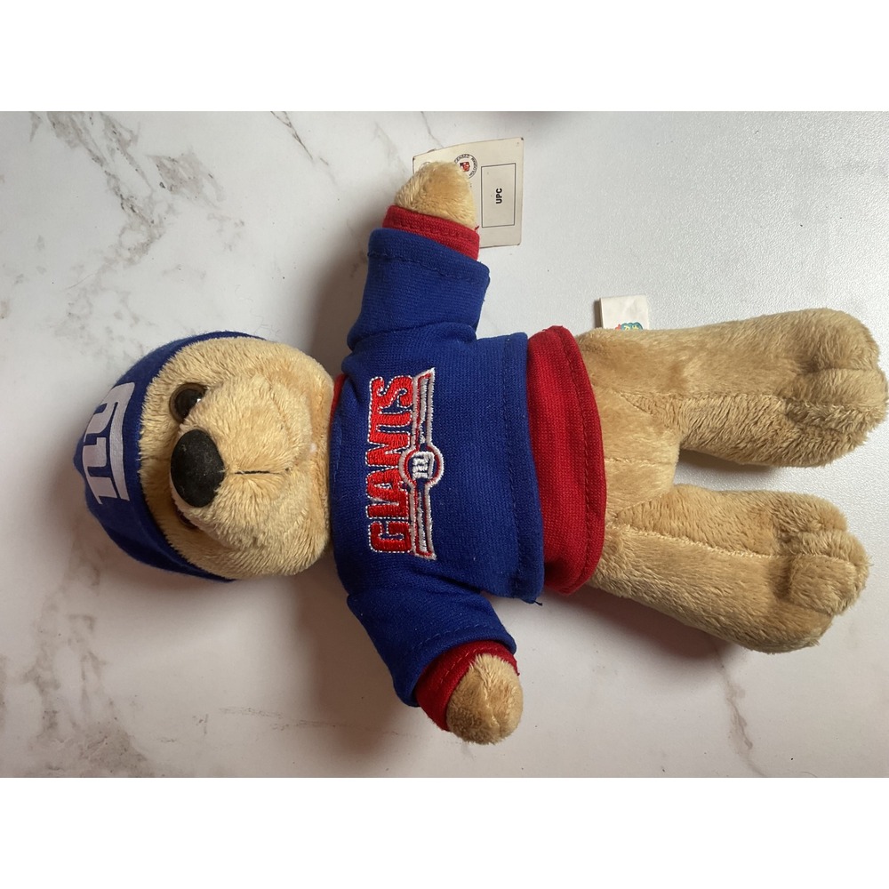 NFL Plush Teddy Bear Unisex Small Blue New York Giants Hoodie Beanie